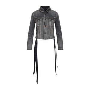 Balenciaga Cropped Grey Cotton Jacket With Lace-Up Back Detail - NWT